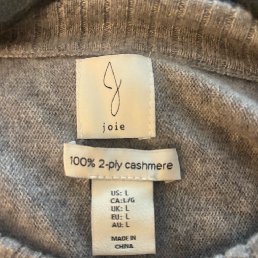 Women's Joie Gray 100% Cashmere Crew Neck Sweater L - Picture 2 of 4